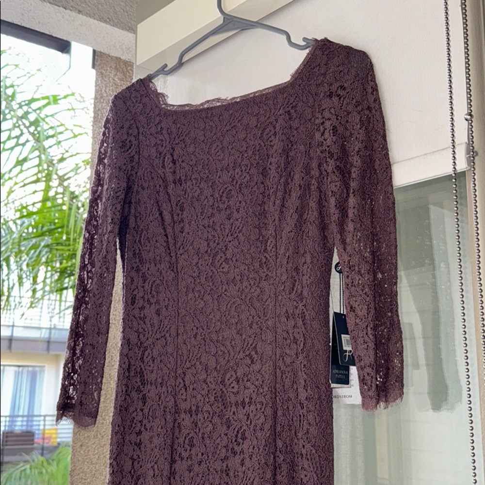 Lace Taupe Adrianna Papell Gown